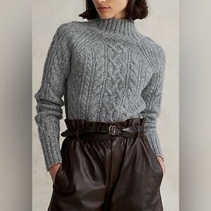 Ralph Lauren Wool Turtleneck Grey Heather sweater black label speckled classic S